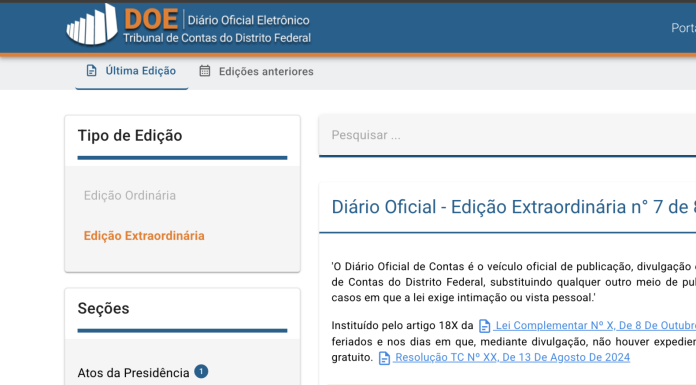 Lei complementar cria o Diário Oficial Eletrônico do TCDF