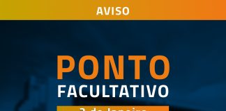 Aviso: ponto facultativo no dia 2 de janeiro