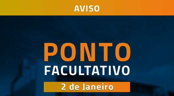Aviso: ponto facultativo no dia 2 de janeiro