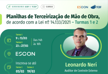 Inscrições abertas para o curso sobre Planilhas de Terceirização de Mão de Obra