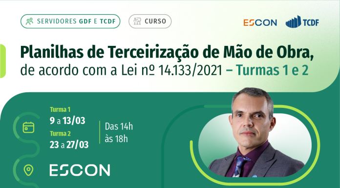 Inscrições abertas para o curso sobre Planilhas de Terceirização de Mão de Obra