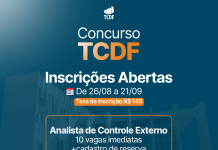 Inscrições para concurso do TCDF começam nesta quarta-feira (26)